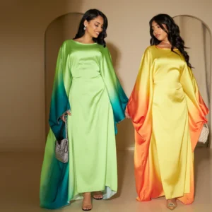 Caftan Papillon Luxury en Soie Satinée avec Dégradé de Couleurs (Ombré)