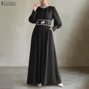 Abaya Algérienne Noire "Étoile d'Orient" avec Ceinture Brodée –  Ramadan & Aïd 2026 – Paris, Bruxelles, Londres