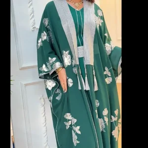 Caftan Farasha Vert Sapin Paris -  pour France, Maroc, Algérie, Tunisie, Canada et Belgique